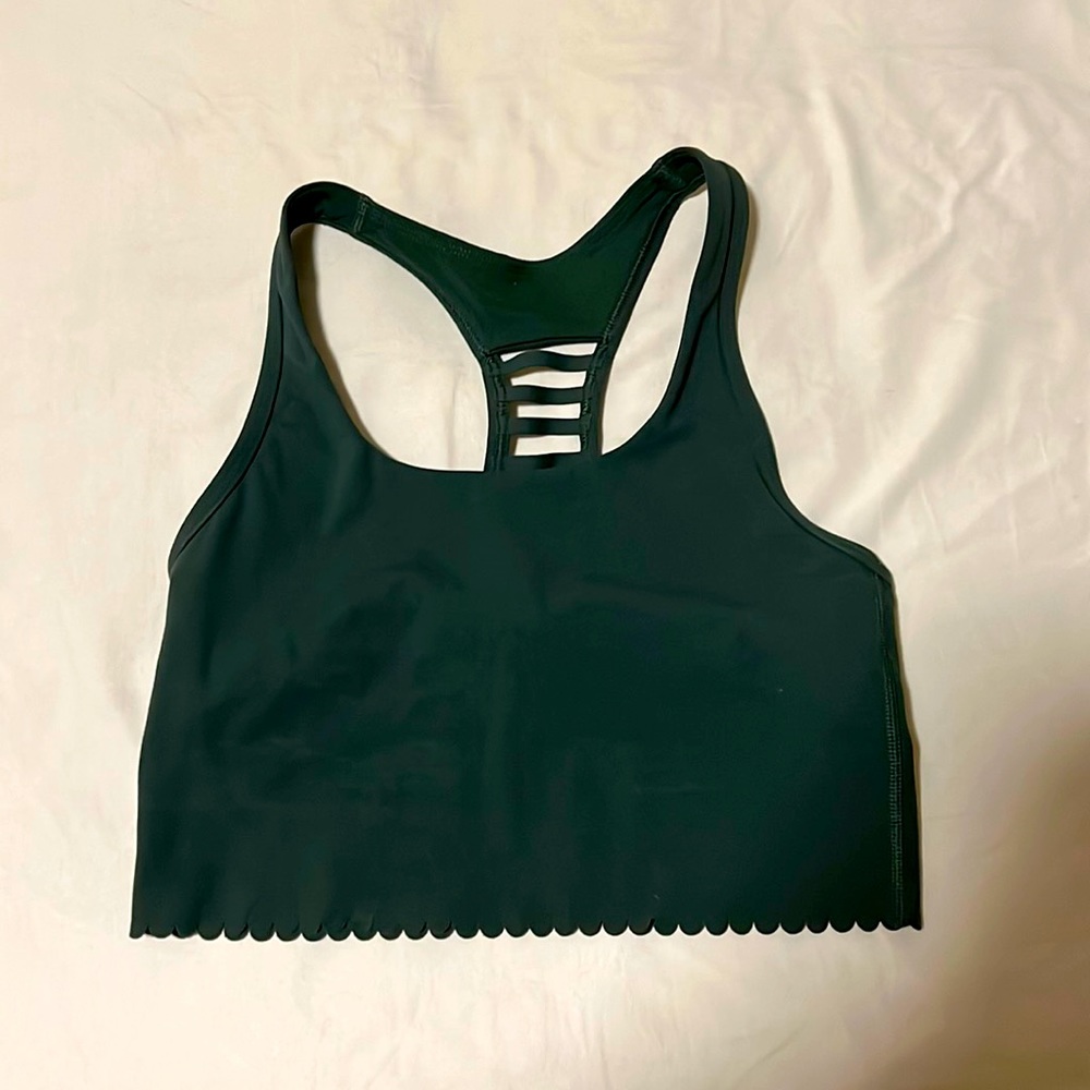 Lorna Jane Dark Green Tank Top XS With Cutout Ladder Back